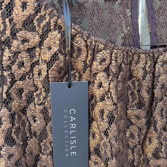 NWT Carlisle Collection Metallic Lace Embroidered Long Sleeve Blouse Sz 8 - Picture 2 of 7